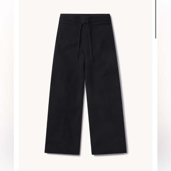 NWOT Staud Black Knit Wool Blend Wide Leg High Waist Drawstring Pants - Picture 3 of 11